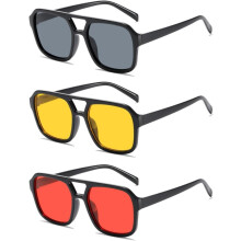 Lunettes de soleil aviateur carrées rétro années 70 pour femmes et hommes, style vintage rectangulaire, monture plate, tendance