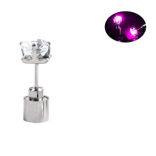 1 stuk damesoorstekers met kubische zirkonia en LED-verlichting, vierkante, lichtgevende oorstekers voor dames, geschikt voor feestjes, koperkleurig