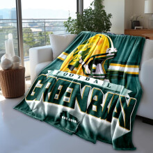 Green Bay Football Blanket Classic Sherpa Double Layer Fabric Warm Blankets, Soft Flannel Throw Blankets for Football Fans Gifts 60" X 50"