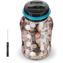 Digitale spaarpot met lcd-teller, 1,8 liter, automatische spaarspaarpot (blauw) – Cadeau voor volwassenen en kinderen, geschikt voor Amerikaanse