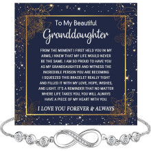 Bracelet Cœur Infini pour petite-fille avec carte message et boîte – Cadeau de grand-mère/grand-père pour une remise de diplôme, Noël ou un