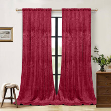 Lapalife Blackout Velvet Curtains, Scroll Floral Pattern Rod Pocket Thermal Insulated Velvet Curtain Drapes for Living Room, 2 Panels, 52"x 84", Rose