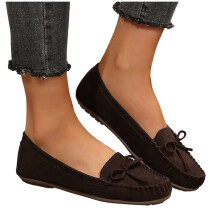 Sandali da donna, sandali piatti da donna, mocassini comodi da donna con punta tonda, scarpe basse da guida, scarpe morbide da passeggio, marrone 4.5