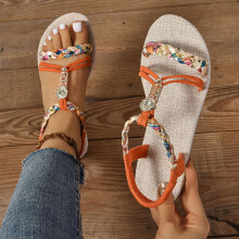 Sandali da donna, sandali piatti da donna, scarpe basse eleganti con cinturino elastico alla caviglia, sandali casual con punta aperta, sandali