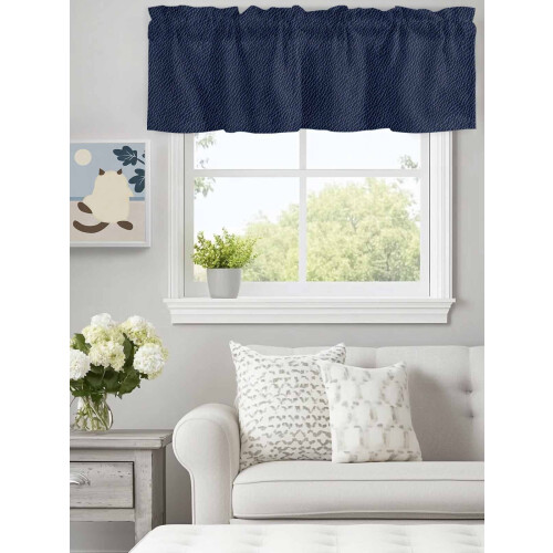 Cortina de couro bovino azul-marinho com bolso para varão, 152 x 46 cm (60 x 18 polegadas), estilo rústico, com textura de couro, ideal para