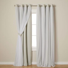 Talia Double Layer Indoor Curtains, Sheer and Room Darkening Blackout, Grommet Top, Energy Efficient, 2-Pack Set, 52"x84", Cloud Grey
