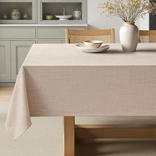Toalha de mesa retangular de linho e poliéster, 52 x 70 polegadas (132 x 178 cm).