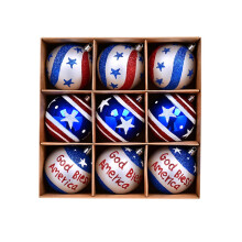 Lksixu9 - Lot de 9 boules de Noël pour le 4 juillet, pendentifs incassables à paillettes étoiles et rayures de 6 cm – Compatibles avec les