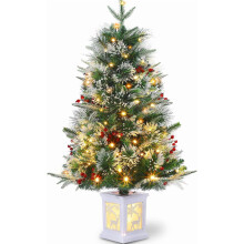 3 Ft Prelit Christmas Tree, Mini Xmas Tree with 78 Led Lights, Small Tabletop Artificial Christmas Tree for Indoor Outdoor Christmas Decorations