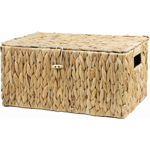 Rectangular water hyacinth storage basket with lid