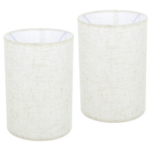 Lot de 2 abat-jour cylindriques vintage en lin beige pour table d'intérieur
