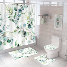 Watercolour Eucalyptus Shower Curtain Set 4-Piece