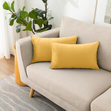 Decoratieve sierkussenhoezen van fluweel, 12x20 inch (2 stuks), geel, zacht voor bank, fauteuil, slaapkamer, woonkamer en buitenruimte.
