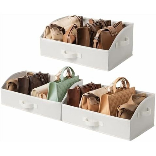 Pearl White Trapezoid Storage Bins 3-Pack