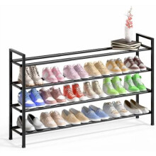 4-etasjes utvidbar skohylle i svart metall 45-44 cm