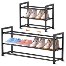 3Tier Expandable Shoe Rack for Closet, 46cmx84cm Adjustable Shoe Rack, Small Shoe Organizer for Front Door, Sturdy Metal