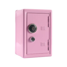 Pinkfarbener Metall-Sparsafe für Kinder mit Schlüssel und einstelligem Zahlenschloss – Geeignet für Kinder-Ersparnisse, Bargeld und Münzen –