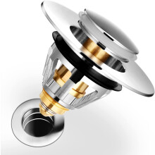 Skycarper 1Pc Stainless Steel Sink Stopper, Anti-Clog Bounce Spring Drain Filter, Fits 1.34-1.57in Drain Hole