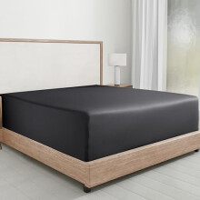 Drap-housse 100 % coton doux, poches profondes, finition satinée, élastique sur tout le pourtour, repères tête/pieds – Gris foncé