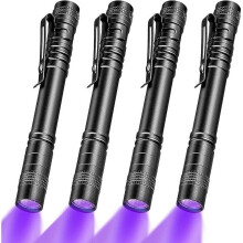 Lot de 4 stylos lampes torches UV (13,2 cm) pour la détection de fuites, d'urine d'animaux, d'odeurs d'hôtels, de taches sèches et de colorants.