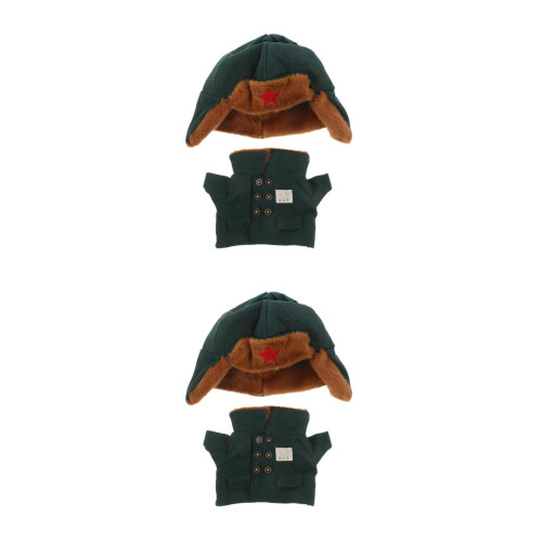 2Sets Cute Doll Jacket and Hat Set Polyester Winter Outfit 2