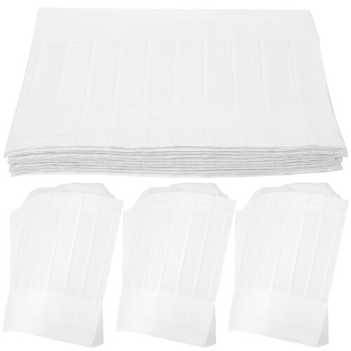 100Pcs White Disposable Paper Chef Hats for Home Cooking 1