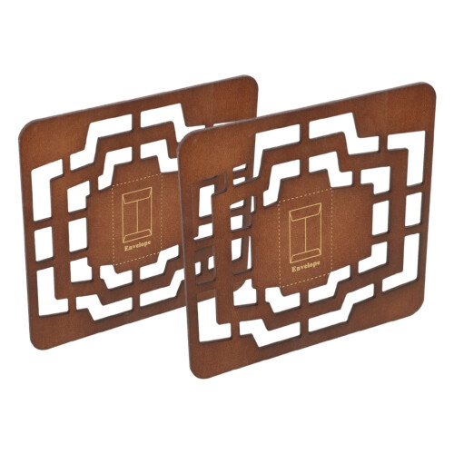 6Pcs Durable Coffee Wood Envelope Maker Stencils for DIY Invitations 1