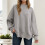 Oversized-Weihnachtspullover für Damen, weicher Strickpullover, lässiges Langarm-Tunika-Top, Rundhalsausschnitt, geschlitzter Saum, 2