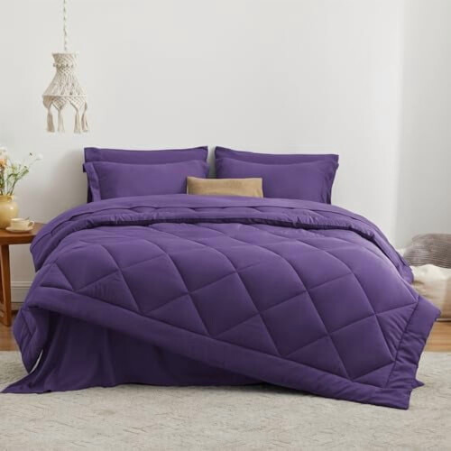 Σετ πάπλωμα 7 τεμαχίων μωβ king size 1