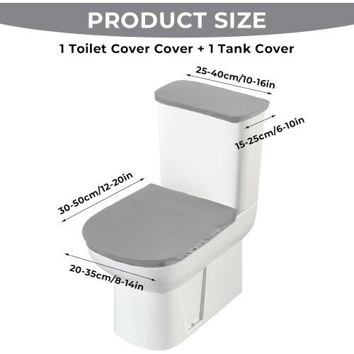 Set composto da coperchio WC e copricassone elasticizzati grigi. 1