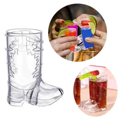 Clear Plastic Shot Glasses Cowboy Boot Shape 20 Count 1
