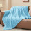 Light Blue 3D Checkered Fleece Throw Blanket 60" 2