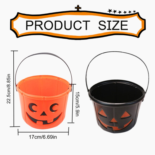 Κουβάς με γλυκά κολοκύθας για το Halloween, πορτοκαλί πλαστικό καλάθι για ζαχαρωτά – 2
