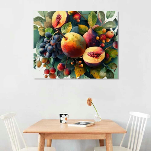 Tropical Fruit Canvas Wall Art, Retro Grape Print 1