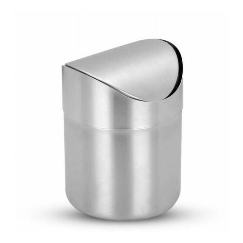 Stainless Steel Bathroom Trash Can, Silver 12 * 16Cm 2