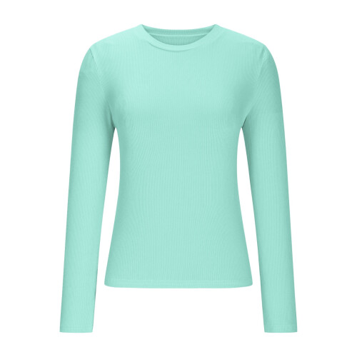 Damhöst Slim Fit Rundringad Långärmad Basic Toppar - Plus Size Vänlig Enfärgad Stretchig Höstblus S-2XL 2