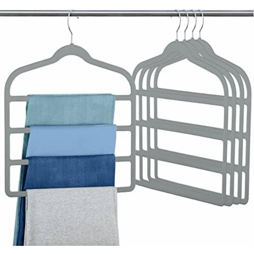 Velvet Pants Hanger 4-Tier – Non-Slip, Space-Saving, 5