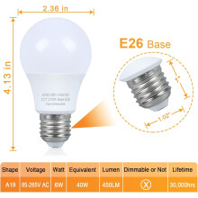 JINYUN LED Light Bulbs Warm White 2700K 40W Equivalent A19