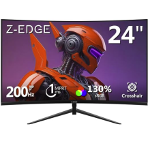Z-Edge 24 Inch Curved Gaming Monitor 200Hz 1ms MPRT, 16:9 Full HD 1080P LED Monitor, VA Panel, 300cd/m² Brightness, FreeSync, HDMI & DisplayPort