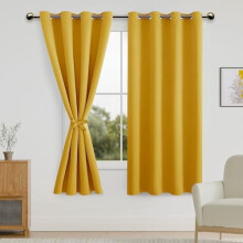 Mustard Yellow Blackout Curtains 42x63 in, Grommet Top, Set