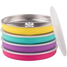Piatti per bambini in acciaio inox con scomparti, 20 cm, confezione da 4