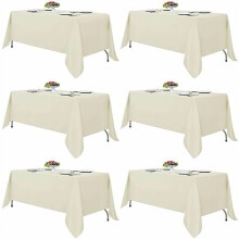 Ivory Rectangle Tablecloths 70x108 in, 6-Pack Polyester