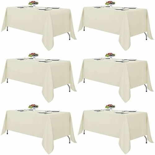 Ivory Rectangle Tablecloths 70x108 in, 6-Pack Polyester