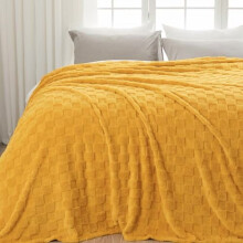King Flannel Fleece Throw Blanket 90x110 in Mustard Yellow