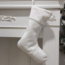 White Flannel Christmas Stocking 16x6in