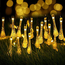 Cordão de luzes solares em formato de gota d'água, 2 LEDs, 150 cm