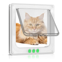 Grote Kattendeur, 4-Weg Afsluitbaar Kattenluik voor Binnen- en Buitendeuren, Weerbestendig Kattenluik voor een Omtrek van Minder Dan 23"