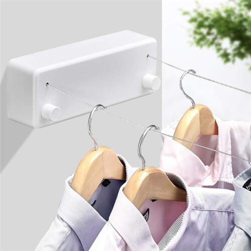 Retractable Clothesline with Adjustable Stainless Steel Double Rope String Hotel Style Heavy Duty,Wall Mounted Method 2