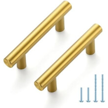 Maniglie per mobili a T in ottone spazzolato, 7,6 cm (3"), altezza 12,7 cm (5"), lunghezza (confezione da 45)
