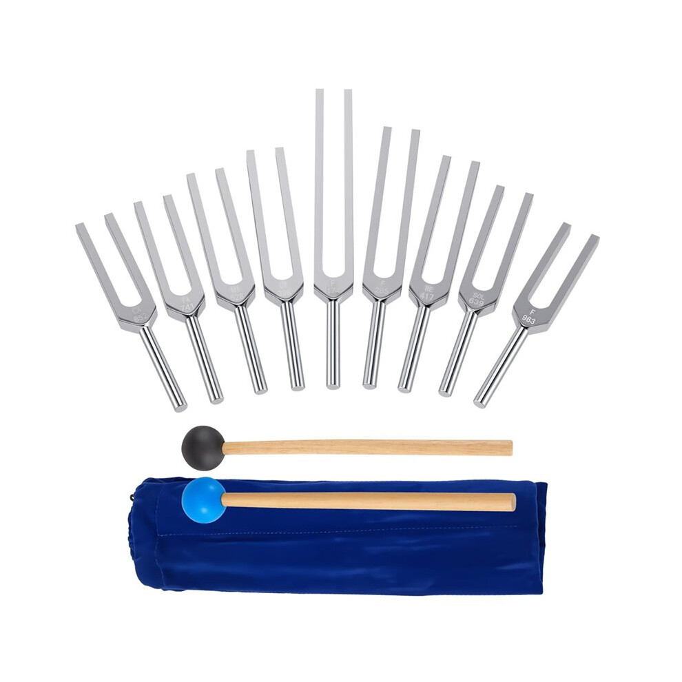 Tlily Tuning Forks For Healing Chakra Balancing,9Pcs Kit With Hammer And Bag For Yoga,And Work,Meditation Accessories